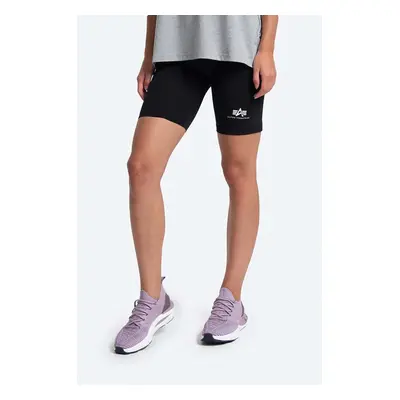 Kraťasy Alpha Industries dámské, černá barva, hladké, high waist, 116052.03-black