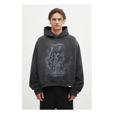 Bavlněná mikina Represent Atlas Hoodie pánská, šedá barva, s kapucí, s potiskem, MLM41145.230