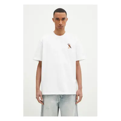 Bavlněné tričko JW Anderson Puffin Embroidery T-Shirt bílá barva, s aplikací, JT0249.PG1606.001