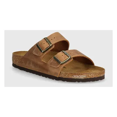 Kožené pantofle Birkenstock Arizona pánské, hnědá barva, 1028272