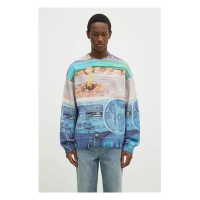 Vlněný svetr JW Anderson Printed Jumper modrá barva, KW1294.YN0373.835