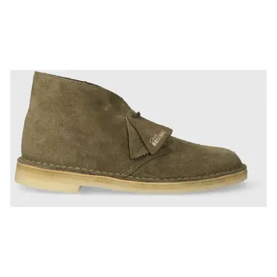 Semišové polobotky Clarks Originals Desert Boot pánské, zelená barva, 26176626