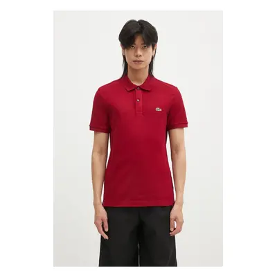 Bavlněné polo tričko Lacoste vínová barva, PH4012-001