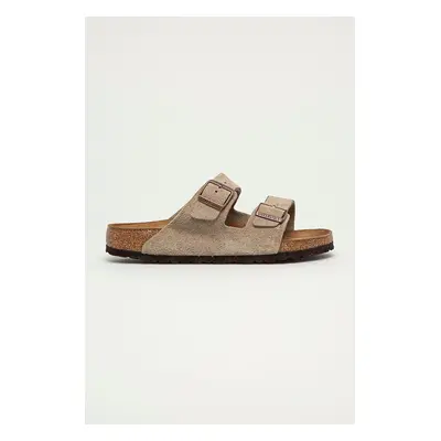 Semišové pantofle Birkenstock Arizona pánské, šedá barva, 951301