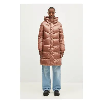 Péřová bunda Woolrich Aliquippa Long Puffer Jacket dámská, hnědá barva, zimní, CFWWOU0926FRUT308