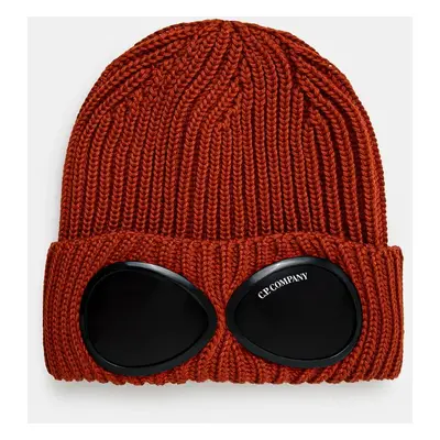 Vlněná čepice C.P. Company Extra Fine Merino Wool Goggle Beanie hnědá barva, 17CMAC122A005509A