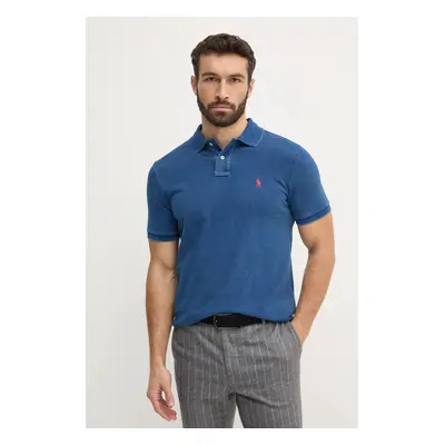 Bavlněné polo tričko Polo Ralph Lauren modrá barva, 710970582