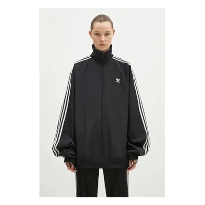 Mikina adidas Originals OVERSIZED TT dámská, černá barva, s aplikací, JD3392