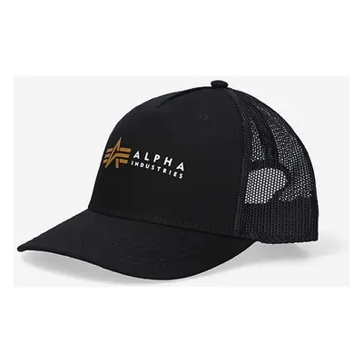 Kšiltovka Alpha Industries Trucker Cap černá barva, s potiskem, 106901.03-black