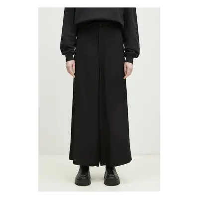 Kalhoty Y-3 Rayon Twill Wide Pants dámské, černá barva, široké, high waist, JD1763