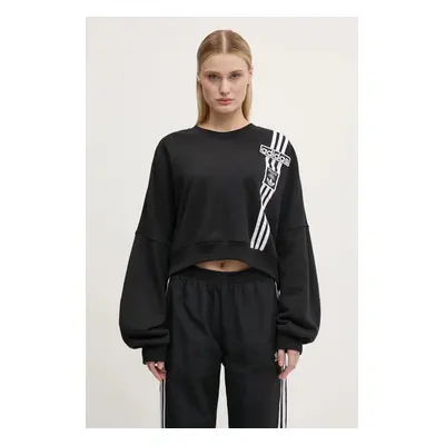 Mikina adidas Originals Adibreak Cropped Sweatshirt dámská, černá barva, s aplikací, JD0189