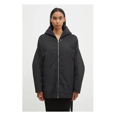 Bunda Rick Owens Hooded Peter dámská, černá barva, zimní, oversize, DS02D2725.MU