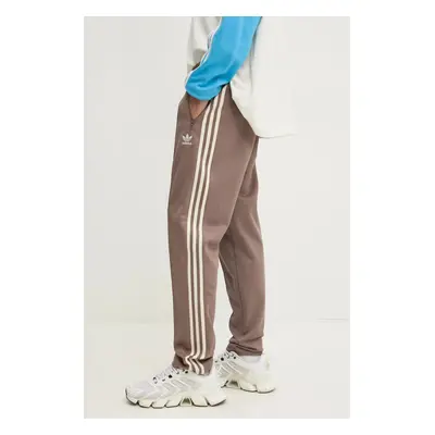 Tepláky adidas Originals CLASSIC TP hnědá barva, vzorované, JP2525