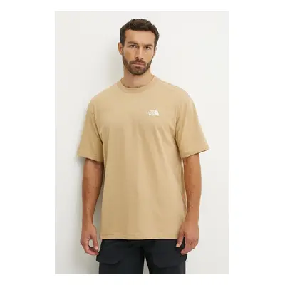 Bavlněné tričko The North Face Essential Oversize Tee béžová barva, NF0A87NRLK51