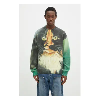 Vlněný svetr JW Anderson Printed Jumper zelená barva, KW1294.YN0373.540