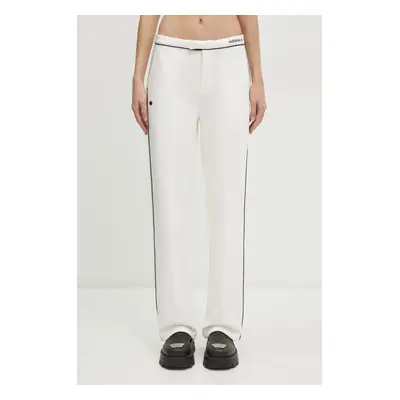 Kalhoty adidas Originals Tailored Pant dámské, bílá barva, jednoduché, high waist, JD5471