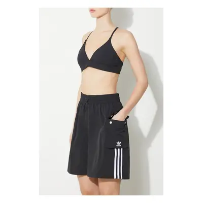 Kraťasy adidas Originals 3S Cargo Shorts dámské, černá barva, s aplikací, high waist, JH1077