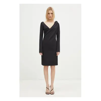 Šaty JW Anderson Shoulder Drape V-Neck Dress černá barva, mini, DR0446.PG1573.999