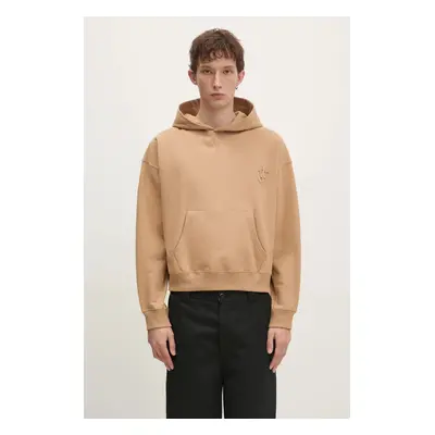 Bavlněná mikina JW Anderson Anchor Logo Hoodie béžová barva, s kapucí, s aplikací, JW0183.PG1631