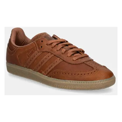 Kožené sneakers boty adidas Originals Samba OG hnědá barva, JI3232