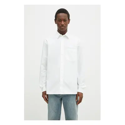 Košile JW Anderson Classic Fit Logo Pocket Shirt pánská, bílá barva, relaxed, s klasickým límcem