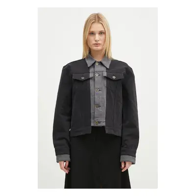 Džínová bunda JW Anderson Layered Denim Jacket dámská, šedá barva, přechodná, oversize, DJ0034.P