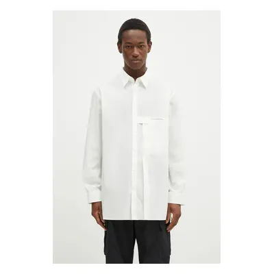 Košile Y-3 Pleated Pocket Shirt pánská, bílá barva, relaxed, s klasickým límcem, JL6665