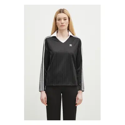 Tričko s dlouhým rukávem adidas Originals V-Neck Longsleeve Tee černá barva, JD2603