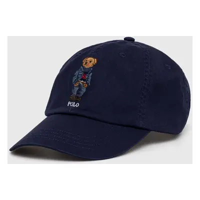 Bavlněná baseballová čepice Polo Ralph Lauren tmavomodrá barva, s aplikací, 211949925