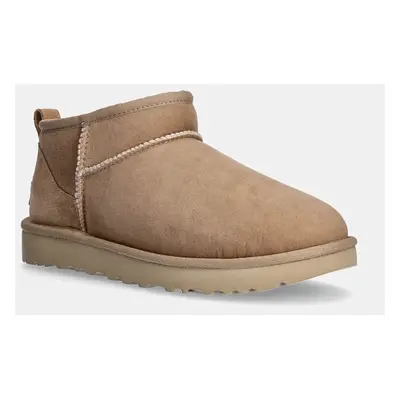 Semišové sněhule UGG W Classic Ultra Mini hnědá barva, 1116109.SAN