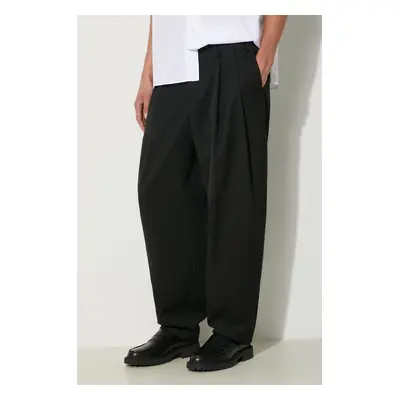 Kalhoty s příměsí vlny Kenzo Relaxed School Boy Pant černá barva, ve střihu chinos, FE65PA3799RD