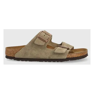 Semišové pantofle Birkenstock Arizona VL dámské, šedá barva, 51463