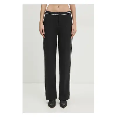 Kalhoty adidas Originals Tailored Pant dámské, černá barva, jednoduché, high waist, JD5472