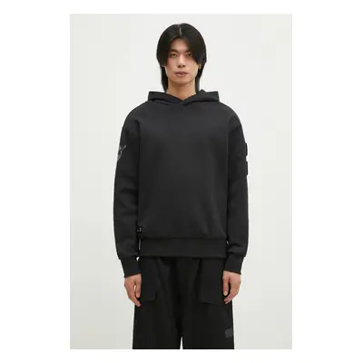 Mikina adidas Juventus x NASA Seasonal Doubleknit Hoodie pánská, černá barva, s kapucí, s aplika