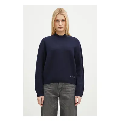 Vlněný svetr A.P.C. Pull Esther dámský, tmavomodrá barva, WVBDK-F23373