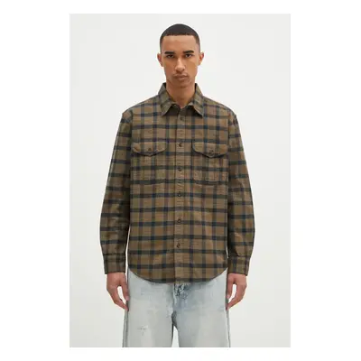 Bavlněná košile Filson Alaskan Guide Shirt zelená barva, regular, s klasickým límcem, FMCAM0005