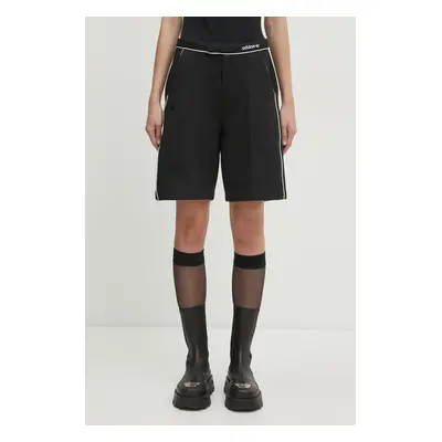 Kraťasy adidas Originals Bermuda Shorts dámské, černá barva, hladké, high waist, JD5476