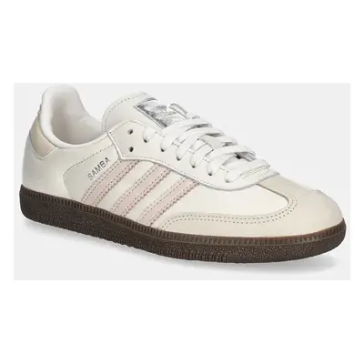 Kožené sneakers boty adidas Originals Samba OG W béžová barva, IH2751