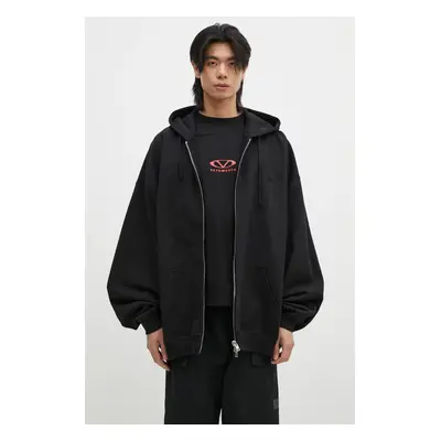 Mikina VETEMENTS Embroidered Logo Oversized pánská, černá barva, s kapucí, hladká, UA66HD810B