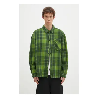 Bavlněná košile Wood Wood Day Heavy Flannel Shirt GOTS zelená barva, relaxed, 10325302.5167