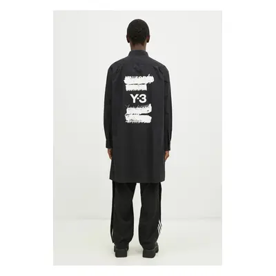 Košile Y-3 Graphic Logo Shirt pánská, černá barva, relaxed, s klasickým límcem, JN4878