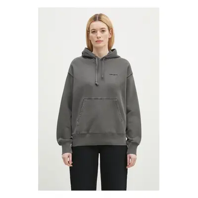 Bavlněná mikina Carhartt WIP Hooded Lumo Sweat dámská, šedá barva, s kapucí, hladká, I034375.89G