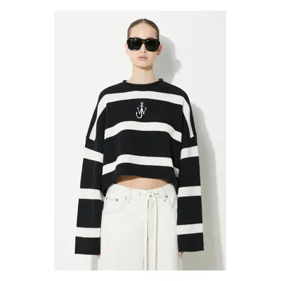 Vlněný svetr JW Anderson Cropped Anchor Jumper dámský, černá barva, KW1121.YN0264.901