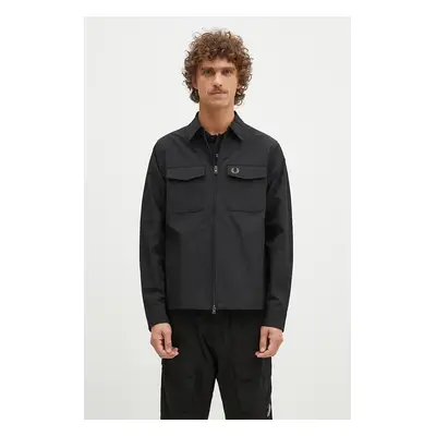 Bunda Fred Perry Pocket Overshirt pánská, černá barva, přechodná, M5684.236