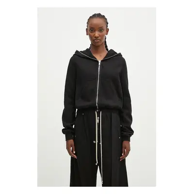 Bavlněná mikina Rick Owens Small Gimp Hoodie dámská, černá barva, s kapucí, hladká, DS02D2246.FE