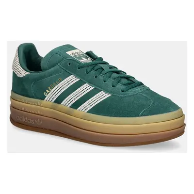 Semišové sneakers boty adidas Originals Gazelle Bold W zelená barva, JS3358