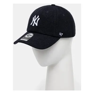 Vlněná kšiltovka Sporty & Rich Yankees Serif Wool tmavomodrá barva, s aplikací, AC060505634BL32