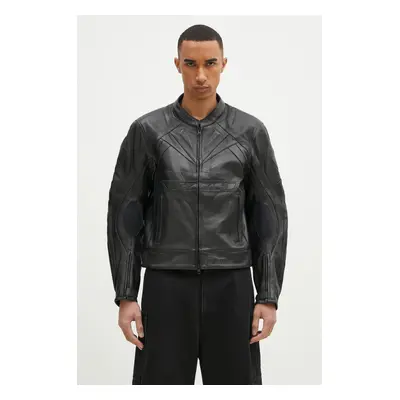 Bunda VETEMENTS Pro Racing Leather pánská, černá barva, přechodná, UA66JA220B