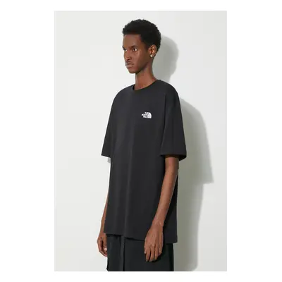 Bavlněné tričko The North Face M S/S Essential Oversize Tee černá barva, s potiskem, NF0A87NRJK3