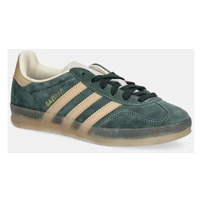 Semišové sneakers boty adidas Originals Gazelle Indoor zelená barva, JH5402